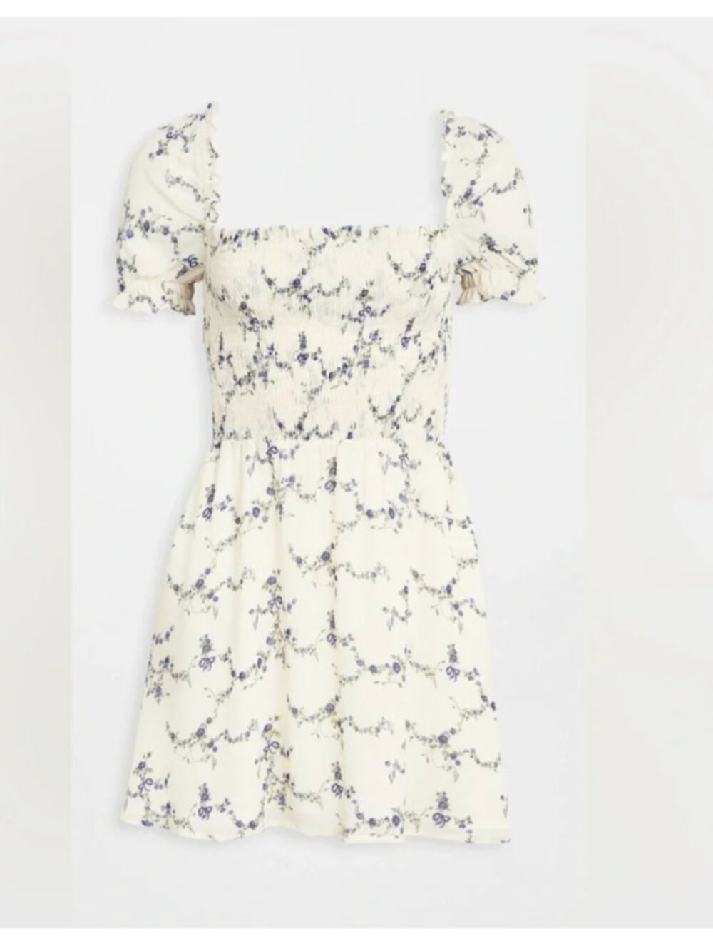 Reformation Emmaline Mini Dress Floral Smocked Puff Short Sleeves Orangerie XL